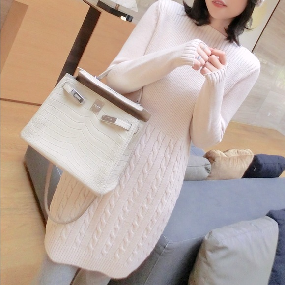 White Knit Sweat Dress - Picture 1 of 2